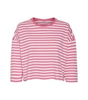 Noisy May Pink Stripe Crew Neck Top